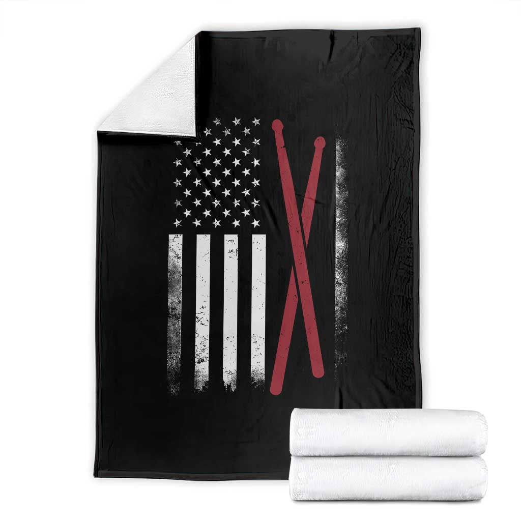 American Flag Drumsticks Throw Blanket USA Drummers Vintage Drum Sticks - Wonder Print Shop