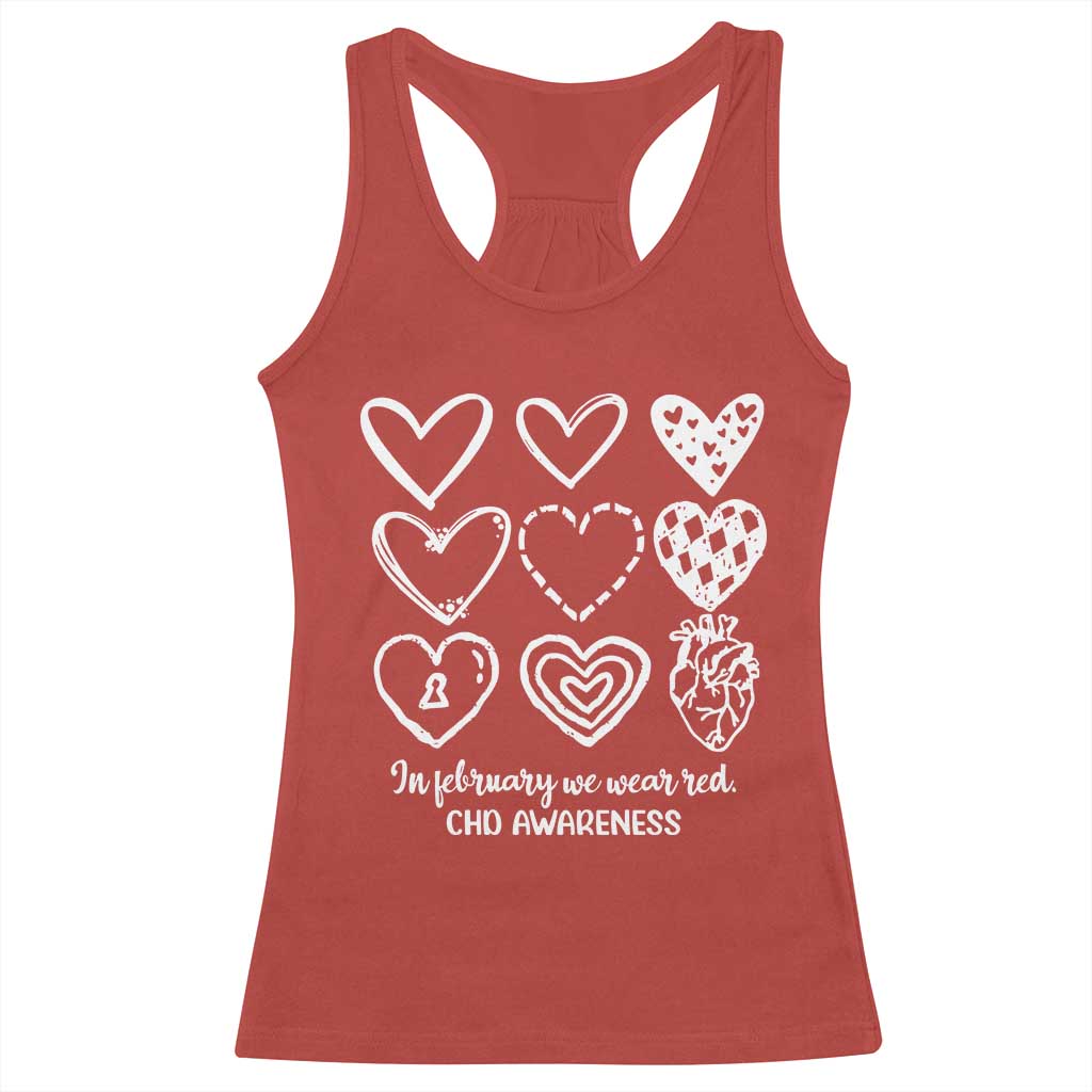 CHD Heart Disease Awareness Racerback Tank Top In February We Wear Red