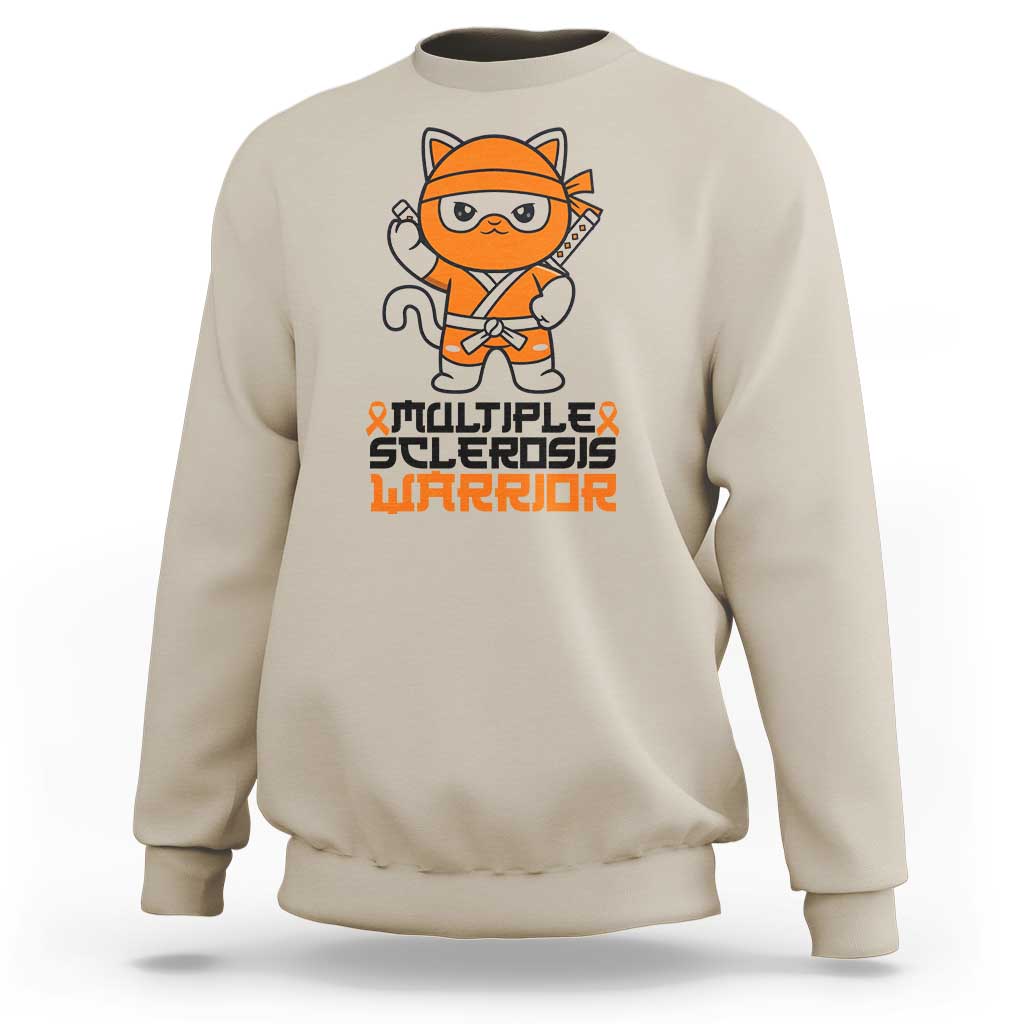 Multiple Sclerosis Awareness Sweatshirt Orange Ribbon MS Warrior Ninja