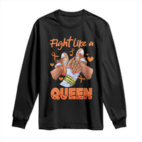 Black long-sleeve shirt with Fight Like a QUEEN graphic front