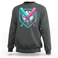 Youth baseball sweatshirt, dark heather gray with neon baseball bat graphic on chest