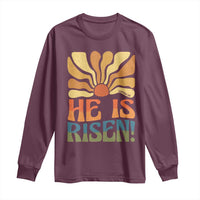 Retro Easter Long Sleeve Shirt Jesus He is Risen Matthew 28:6 Bible Verse Kids - Wonder Print Shop