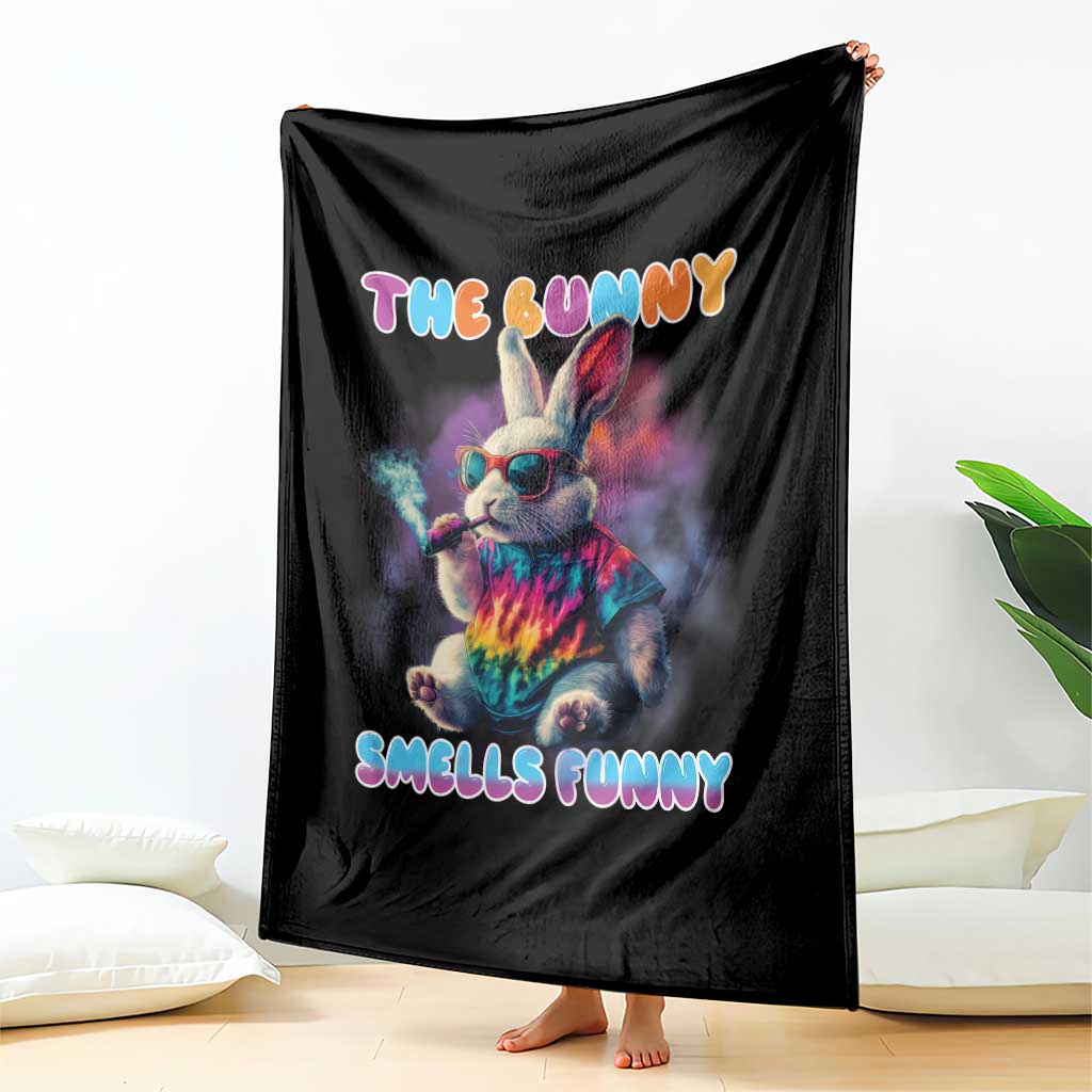 Happy 420 Easter Throw Blanket Funny Smoking Easter Bunny Smells Funny Easter - Wonder Print Shop