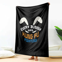 Every Bunny Was Kung Fu Fighting Throw Blanket Funny Easter Vintage Rabbit Face