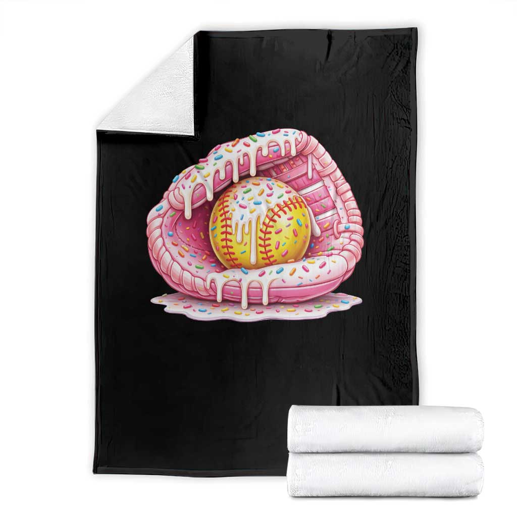 Softball Drip Throw Blanket Ice Cream Sprinkles Softball Glove Girls Kid