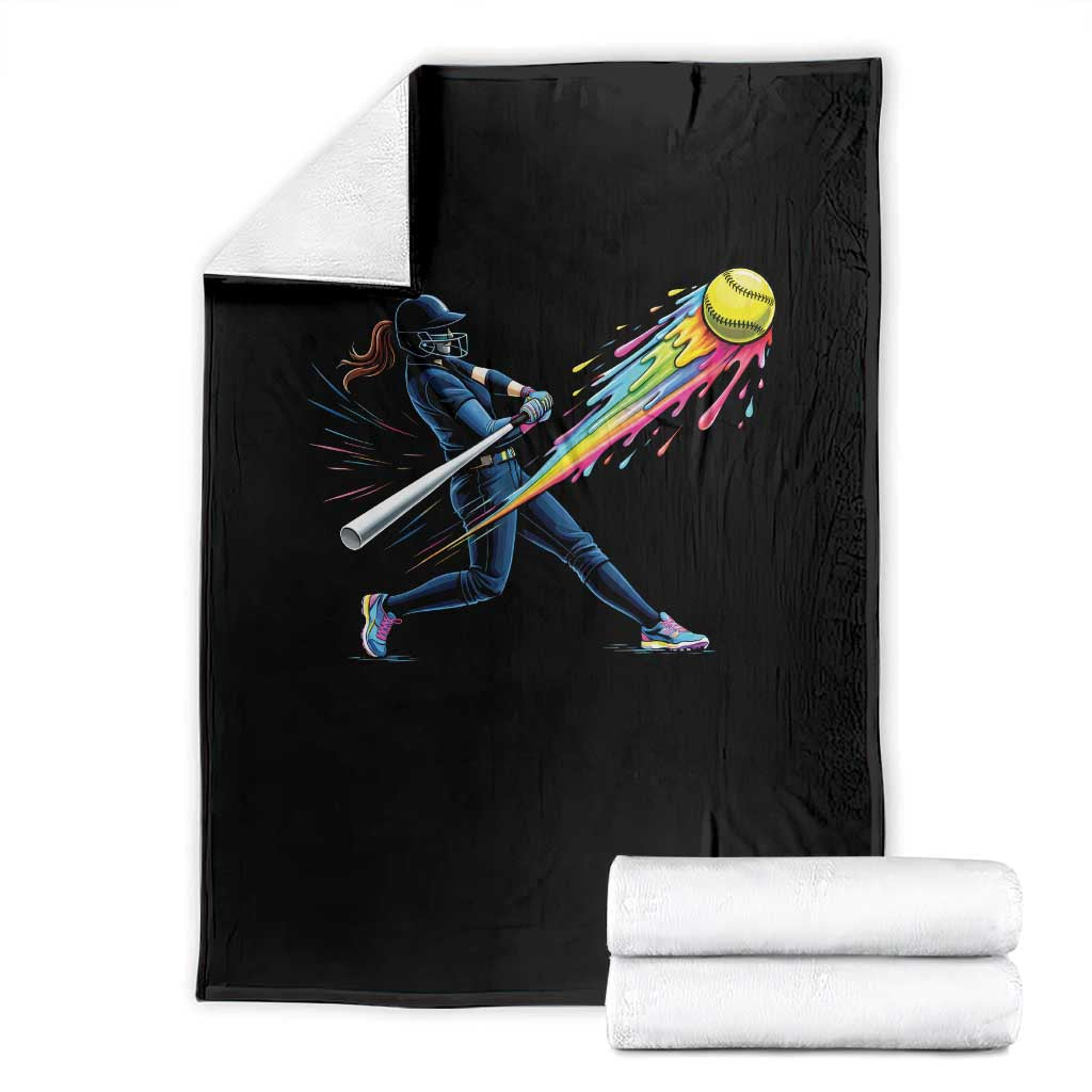 Softball Player Drip Throw Blanket