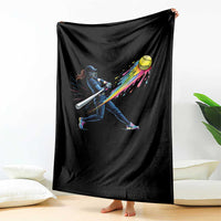 Softball Player Drip Throw Blanket