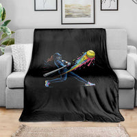 Softball Player Drip Throw Blanket