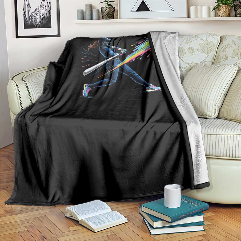 Softball Player Drip Throw Blanket