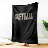 Camo Softball Throw Blanket Vintage Camouflage Softball Varsity Game Day