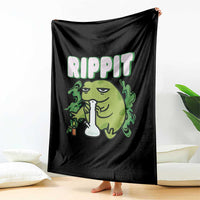 Rippit Frog Meme Throw Blanket Funny Stoner Bong Rip - Wonder Print Shop