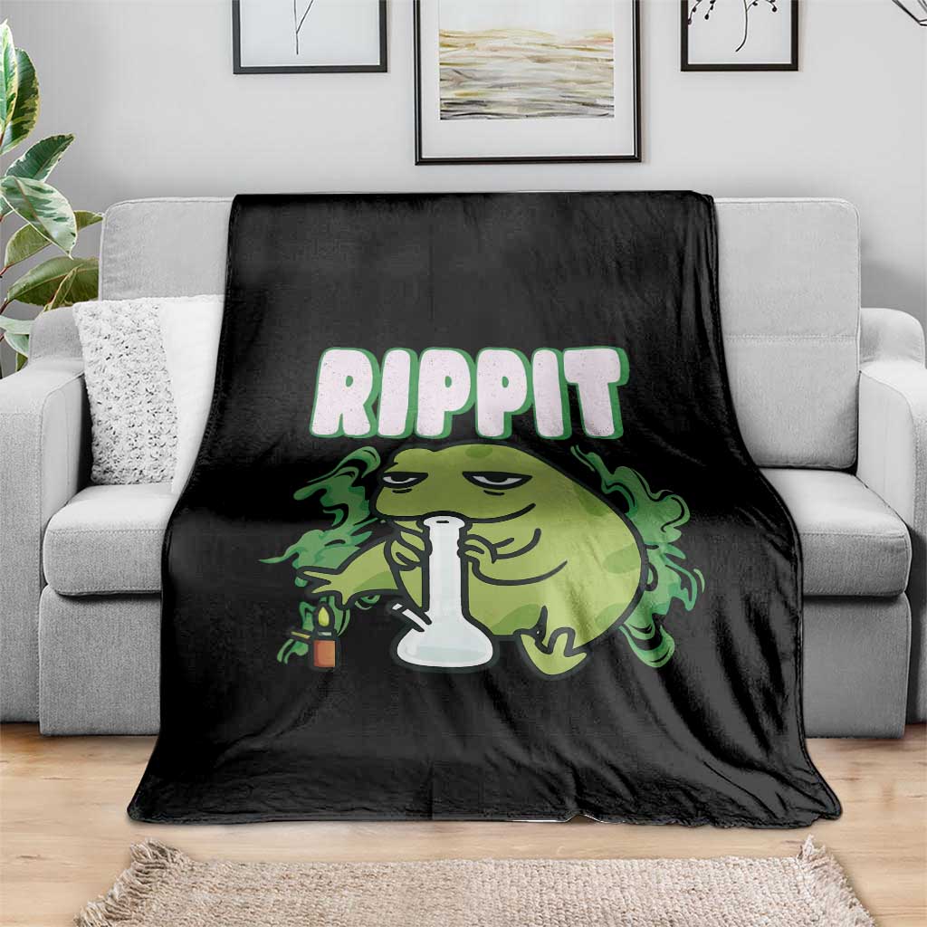 Rippit Frog Meme Throw Blanket Funny Stoner Bong Rip - Wonder Print Shop