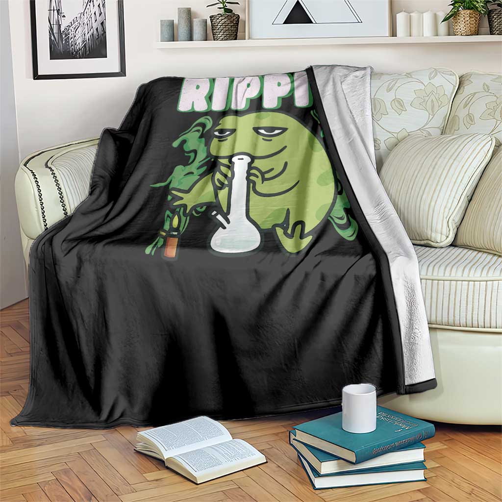 Rippit Frog Meme Throw Blanket Funny Stoner Bong Rip - Wonder Print Shop