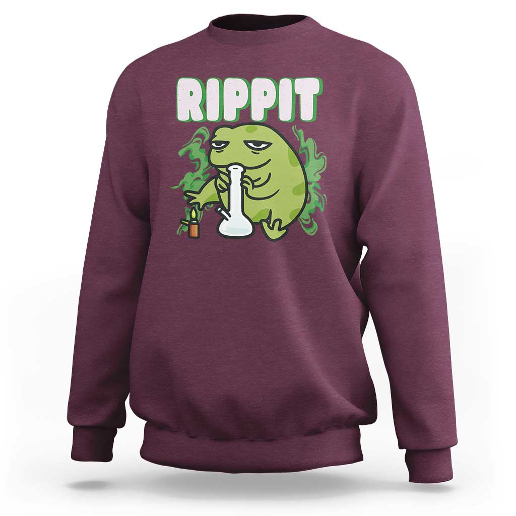 Rippit Frog Meme Sweatshirt Funny Stoner Bong Rip - Wonder Print Shop