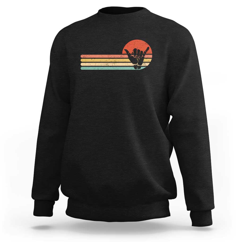 Shaka Hand Sweatshirt Retro Vintage Shaka Sign Rasta Hawaii Hawaiian - Wonder Print Shop