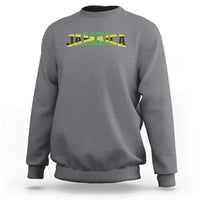 Jamaican Pride Sweatshirt Retro Jamaica Flag Distressed Varsity Lettering Style - Wonder Print Shop