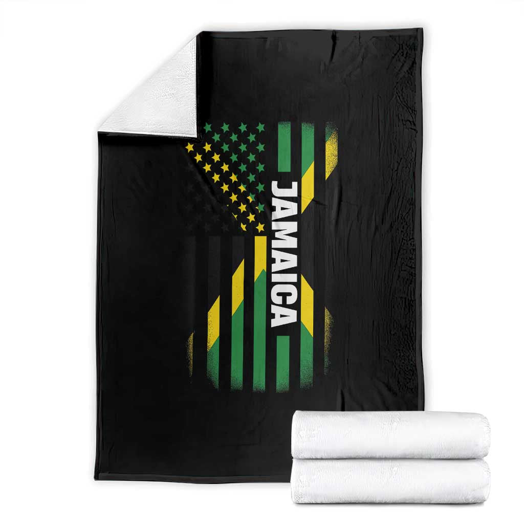 Jamaican American Flag Throw Blanket Distressed Jamaica America Usa Flag - Wonder Print Shop