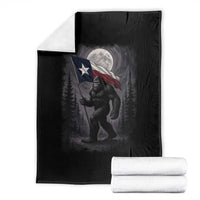 Bigfoot Texas Throw Blanket Forest Sasquatch Loves Rock On Hand Texas Flag - Wonder Print Shop