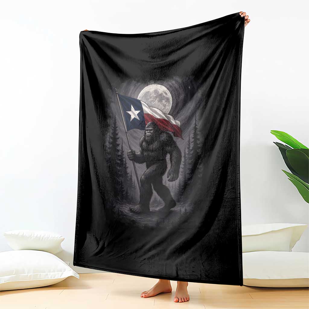 Bigfoot Texas Throw Blanket Forest Sasquatch Loves Rock On Hand Texas Flag - Wonder Print Shop