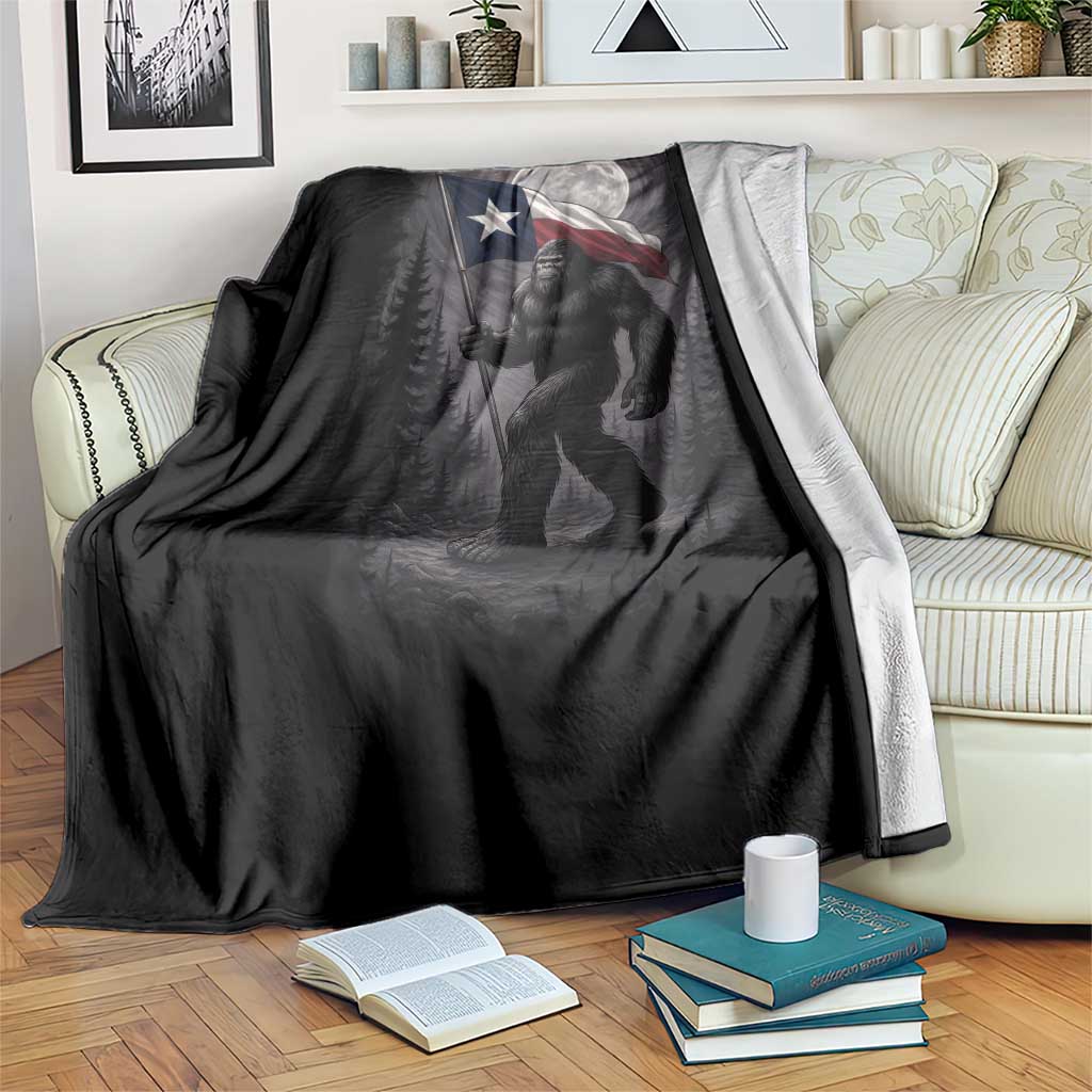 Bigfoot Texas Throw Blanket Forest Sasquatch Loves Rock On Hand Texas Flag - Wonder Print Shop