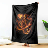 90s Retro Skeleton Full Moon Spooky Halloween Graphic Throw Blanket