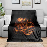 90s Retro Skeleton Full Moon Spooky Halloween Graphic Throw Blanket