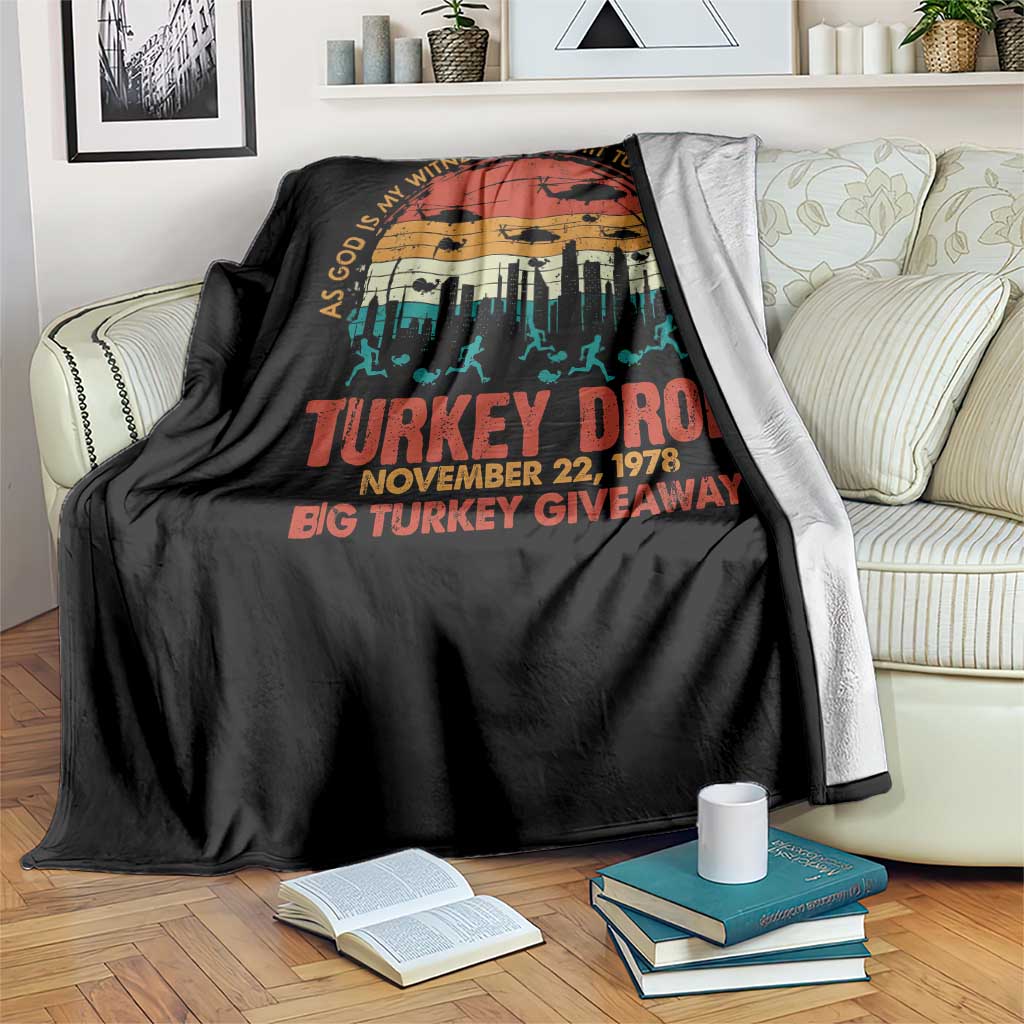 WKRP Turkey Drop Throw Blanket Funny Thanksgiving Day First Annual WKRP - Wonder Print Shop