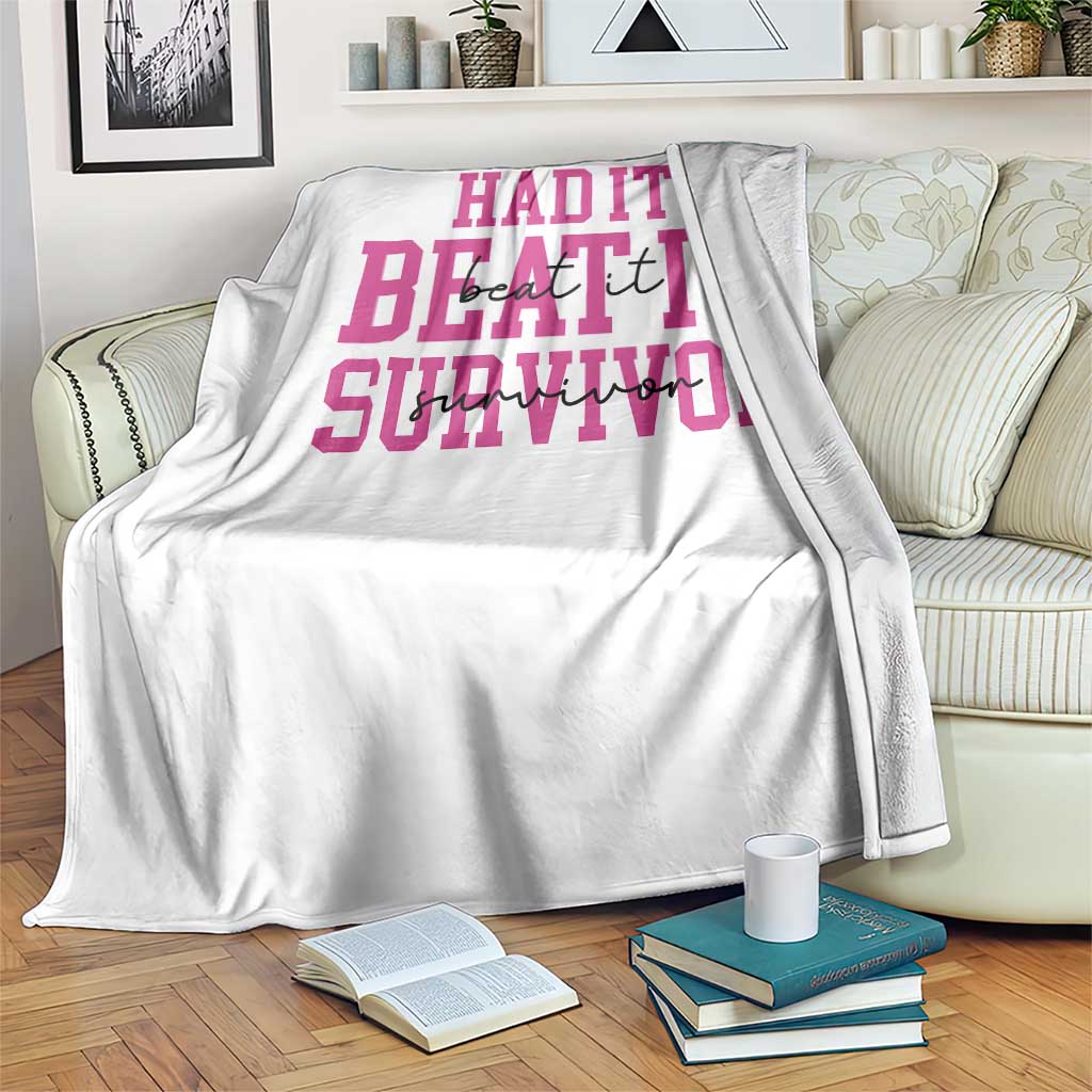 Breast Cancer Support Throw Blanket Had it Beat it Survivor Gift - Wonder Print Shop