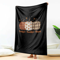 Grateful Thankful Blessed Pumpkin Throw Blanket Hello Thanksgiving Cozy Fall Autumn Rustic - Wonder Print Shop