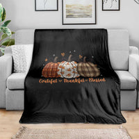 Grateful Thankful Blessed Pumpkin Throw Blanket Hello Thanksgiving Cozy Fall Autumn Rustic - Wonder Print Shop