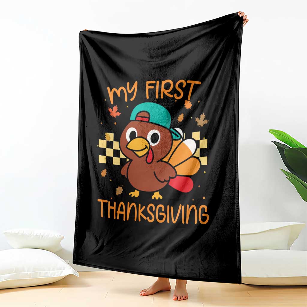 My First Thanksgiving Throw Blanket Funny Newborn Thanksgiving Turkey Boys - Wonder Print Shop