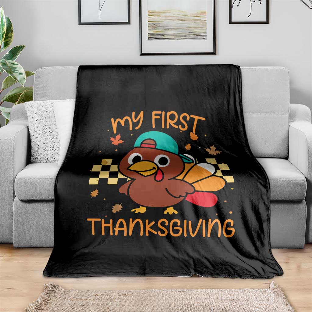 My First Thanksgiving Throw Blanket Funny Newborn Thanksgiving Turkey Boys - Wonder Print Shop