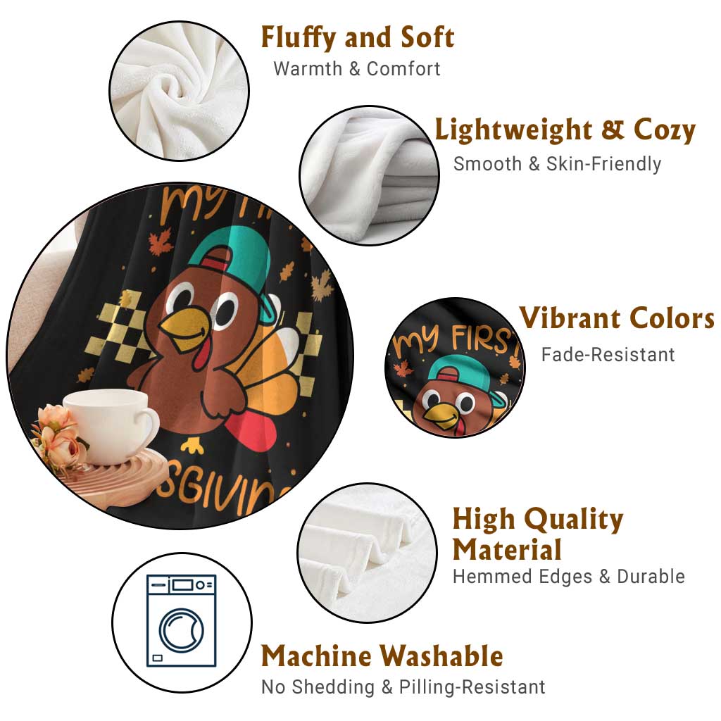 My First Thanksgiving Throw Blanket Funny Newborn Thanksgiving Turkey Boys - Wonder Print Shop