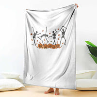 Dancing Skeleton Throw Blanket Retro Halloween Party Pumpkin Fall Season - Wonder Print Shop