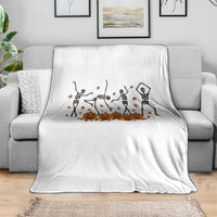 Dancing Skeleton Throw Blanket Retro Halloween Party Pumpkin Fall Season - Wonder Print Shop