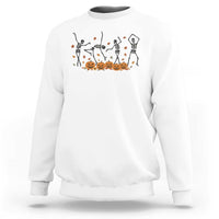 Dancing Skeleton Sweatshirt Retro Halloween Party Pumpkin Fall Season - Wonder Print Shop