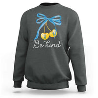 World Down Syndrome Day Sweatshirt Blue Yellow Cherry Bow Coquette Be Kind