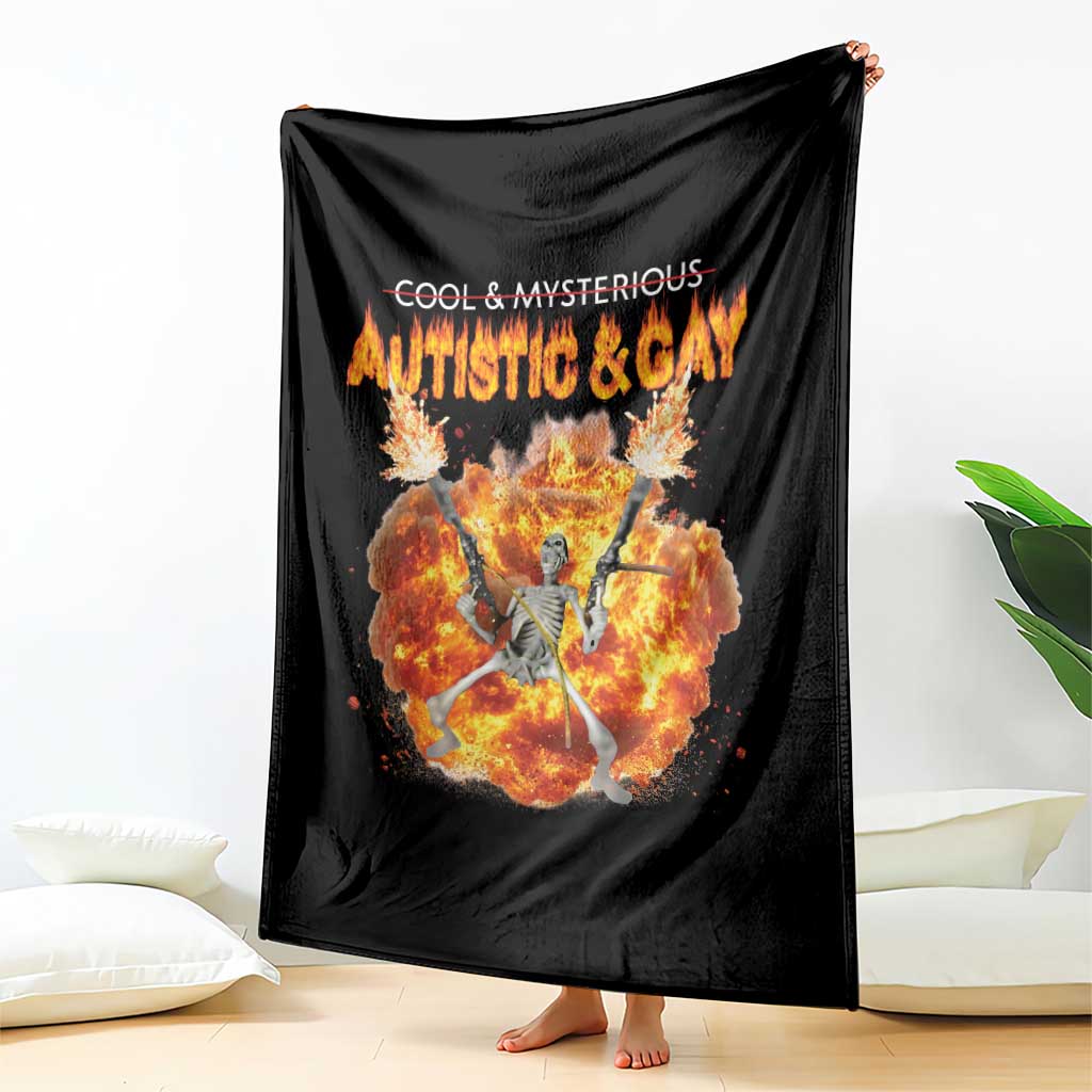 Autistic And Gay Skeleton Explosion Throw Blanket - Wonder Print Shop