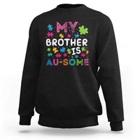 Black sweatshirt with autism puzzle 'My Brother Au-Some' graphic