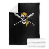 Baseball Pirate Skull Throw Blanket Retro Vintage Cross Baseball Bats