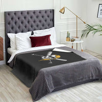 Baseball Pirate Skull Throw Blanket Retro Vintage Cross Baseball Bats