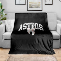 Retro Astro Varsity Name Throw Blanket Baseball Coquette Bow