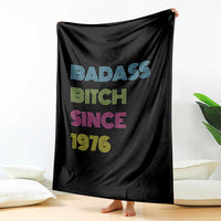 Funny 50th Birthday Throw Blanket Retro Vintage Badass Bih Since 1976