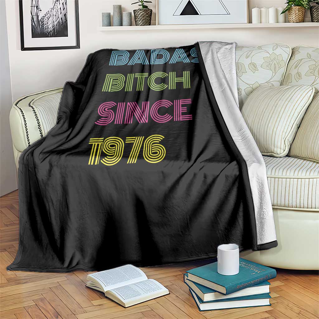 Funny 50th Birthday Throw Blanket Retro Vintage Badass Bih Since 1976