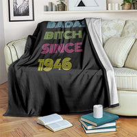 Funny 80th Birthday Throw Blanket Retro Vintage Badass Bih Since 1946