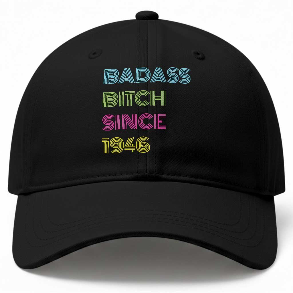 Funny 80th Birthday Baseball Cap Retro Vintage Badass Bih Since 1946