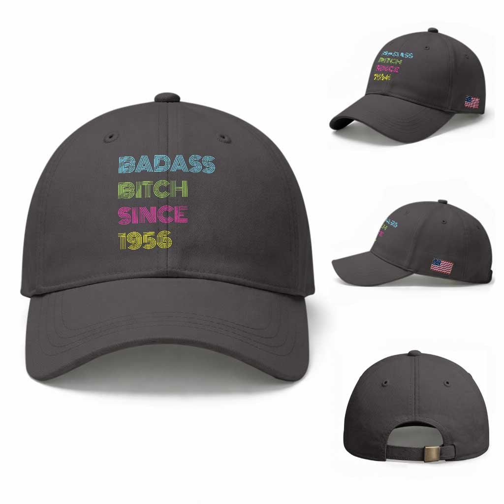 Funny 70th Birthday Baseball Cap Retro Vintage Badass Bih Since 1956