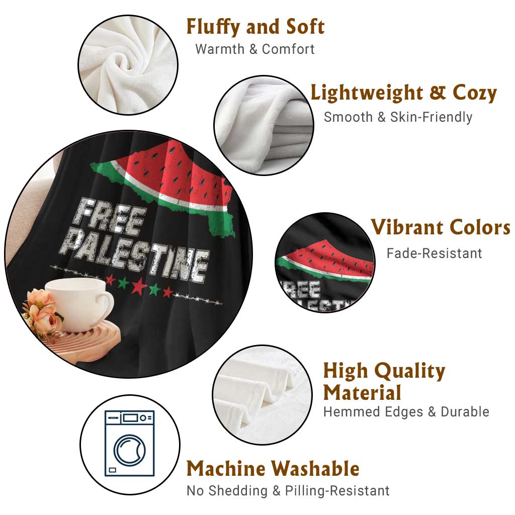 Free Palestine Throw Blanket Watermelon Map - Wonder Print Shop