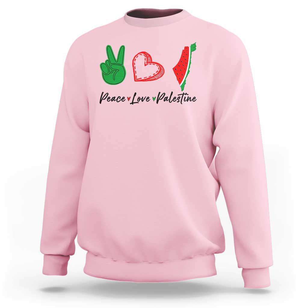 Peace Love Palestine Sweatshirt Gaza Palestinian Flag - Wonder Print Shop