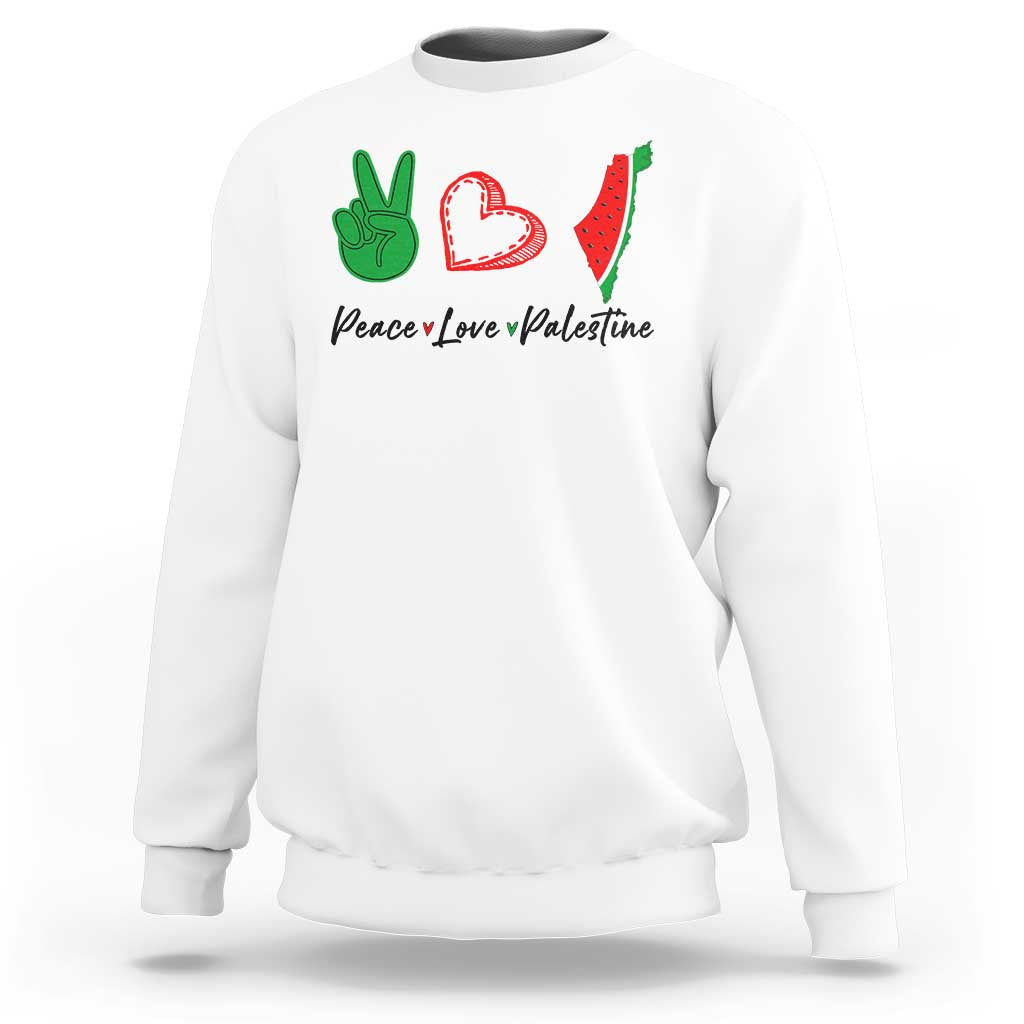 Peace Love Palestine Sweatshirt Gaza Palestinian Flag - Wonder Print Shop